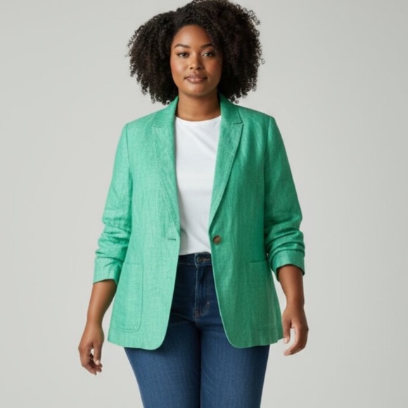 NWT Talbot's Classic Linen Blazer Green Size 12 - Picture 8 of 9